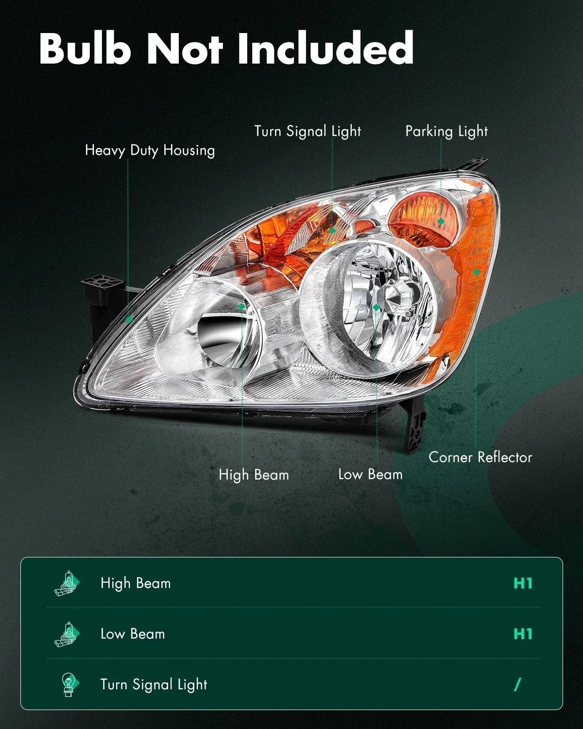 2X Headlight Assembly for Honda CR-V (2005–2006) - Chrome Amber