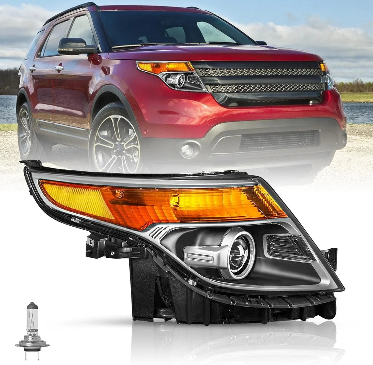 Halogen Headlight for Passenger Side Ford Explorer 2011-2015