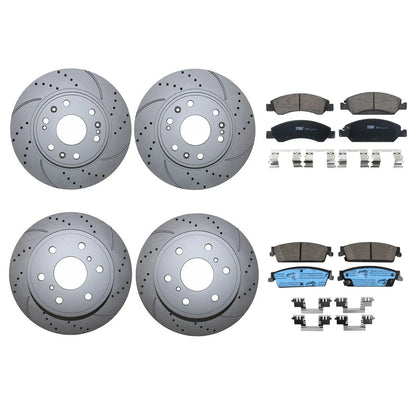 Drilled Rotors & TRW Pro Ceramic Pads Front Rear Brake Kit