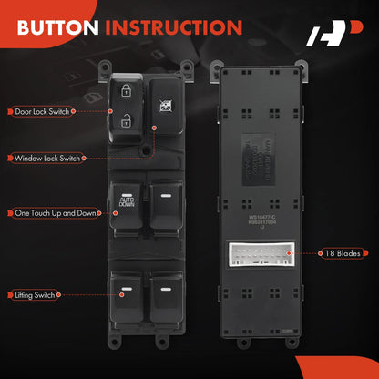 Front Left Window Switch for Kia Forte 2014-2018 Model