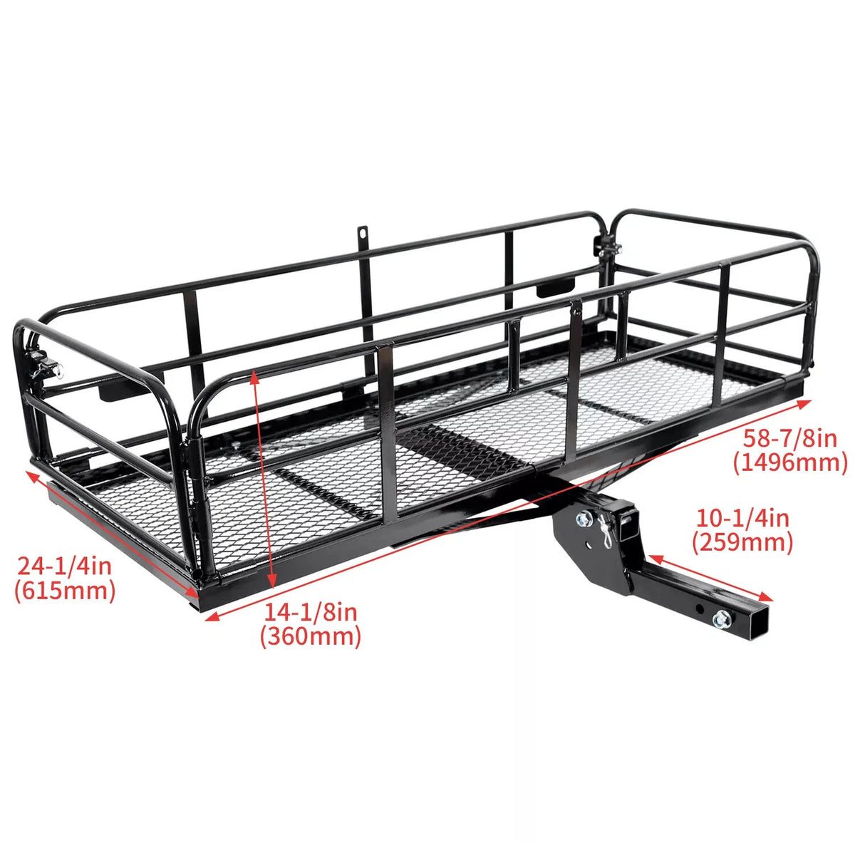 Folding Trailer Hitch Cargo Carrier Basket for Universal Use (500 lbs Capacity)