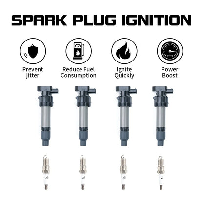 Ignition Coil Set and Spark Plug Set for Cadillac SRX 4.6L V8 2007-2009
