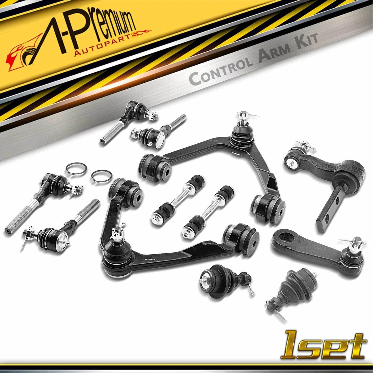 Set of 12 Front Control Arm Sway Bar Tie Rod Ball Joint for Ford F-250 (1997–1999)