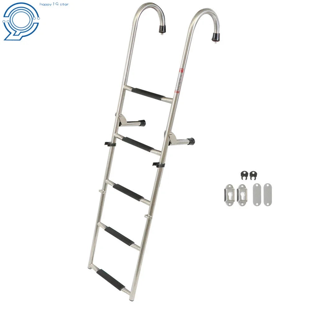 2 Step Stainless Steel Folding Ladder for Boats (400 lb Limit)