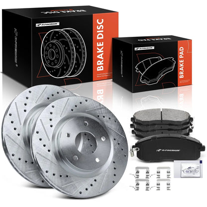 Front Drilled Brake Rotors & Ceramic Pads for Nissan Sentra (2017)