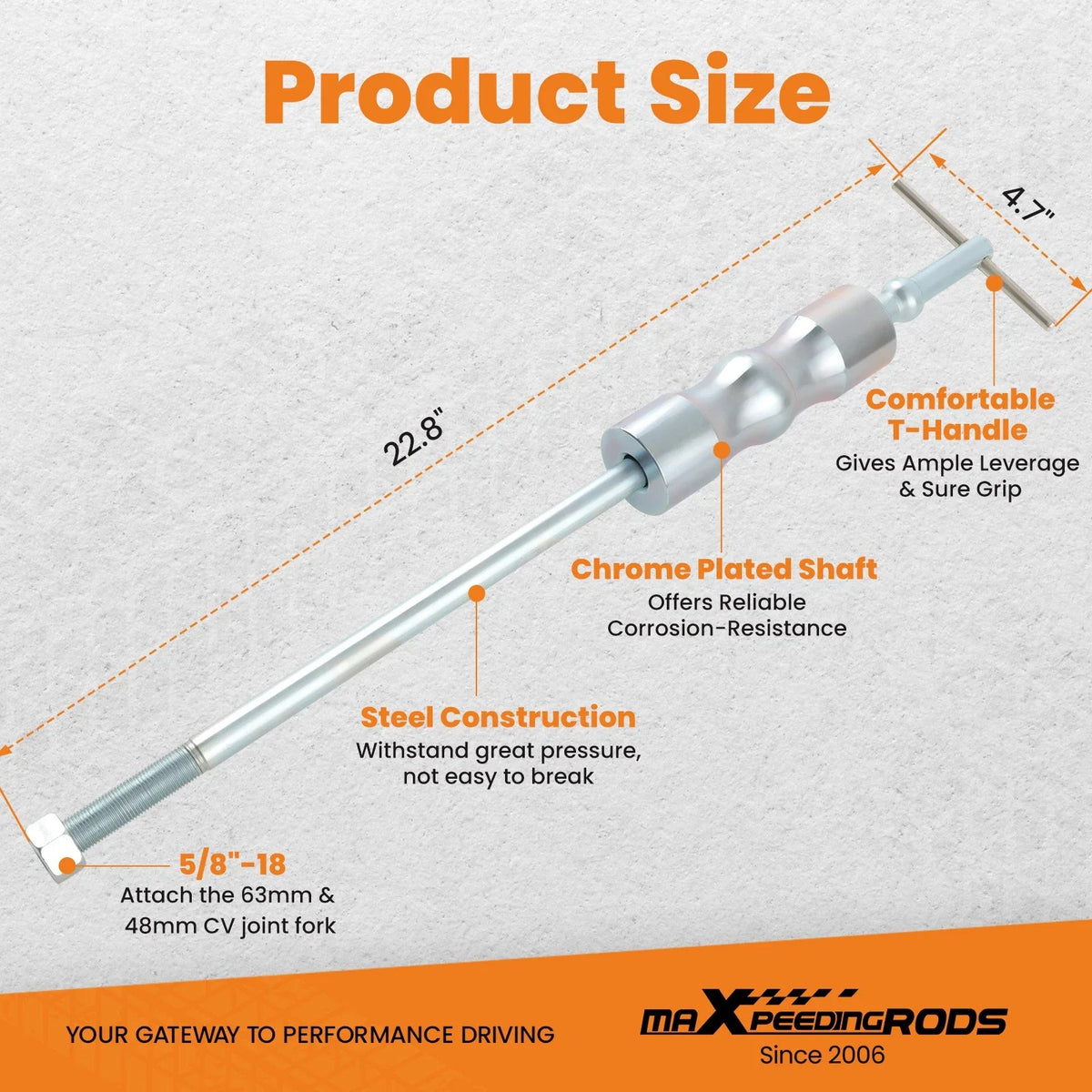 CV Axle Puller Tool Set for Universal Applications (5/8"-18)