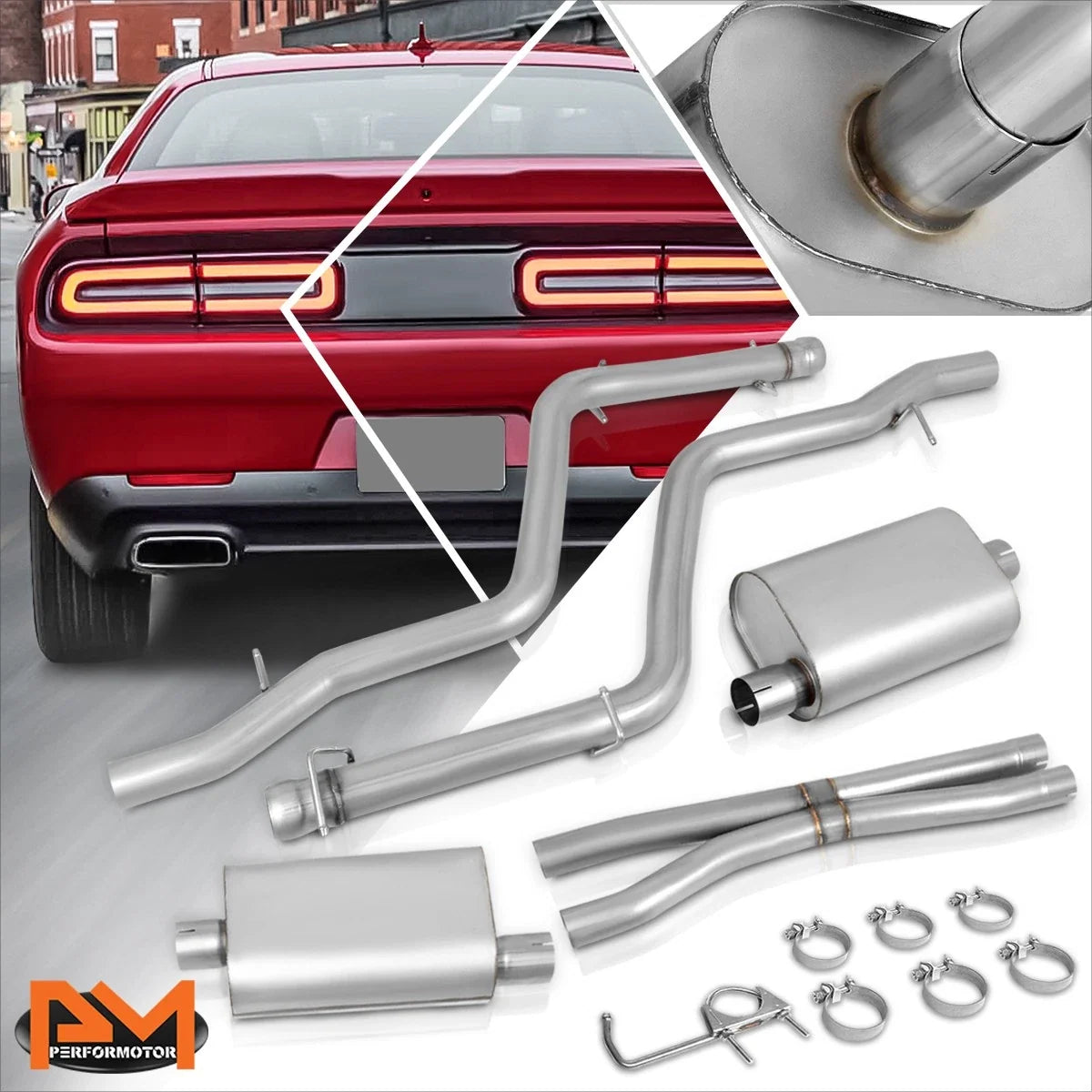 Catback Exhaust System with Dual Mufflers for 2015-2018 Dodge Challenger
