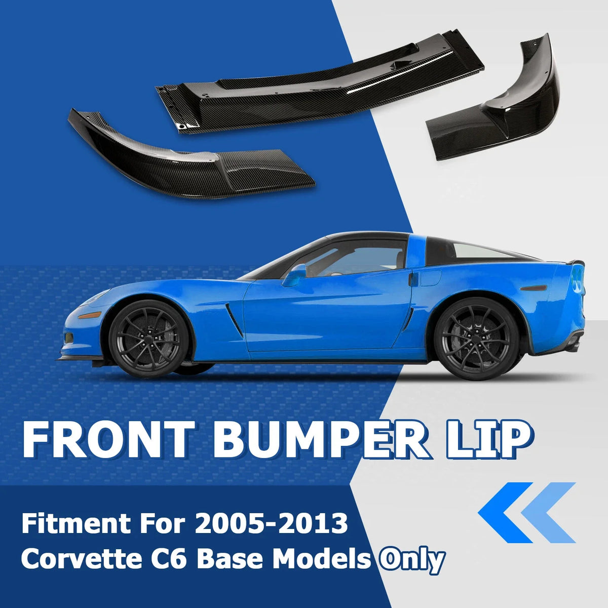 Front Lip Splitter for Corvette Base Models - C6 ZR1 Style (2005–2013)