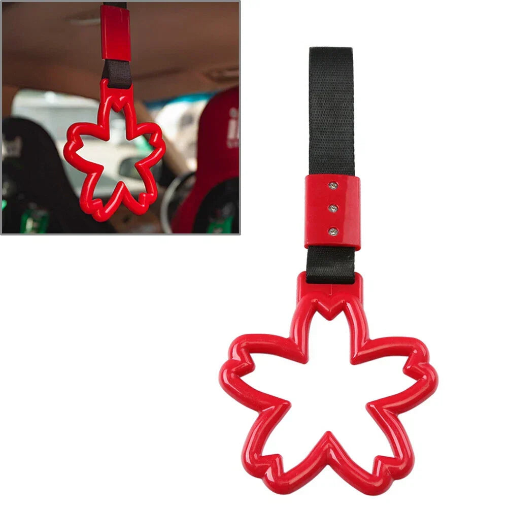 Blossom Shaped Ring Handle Strap in Red for Train Bus Drift Tools