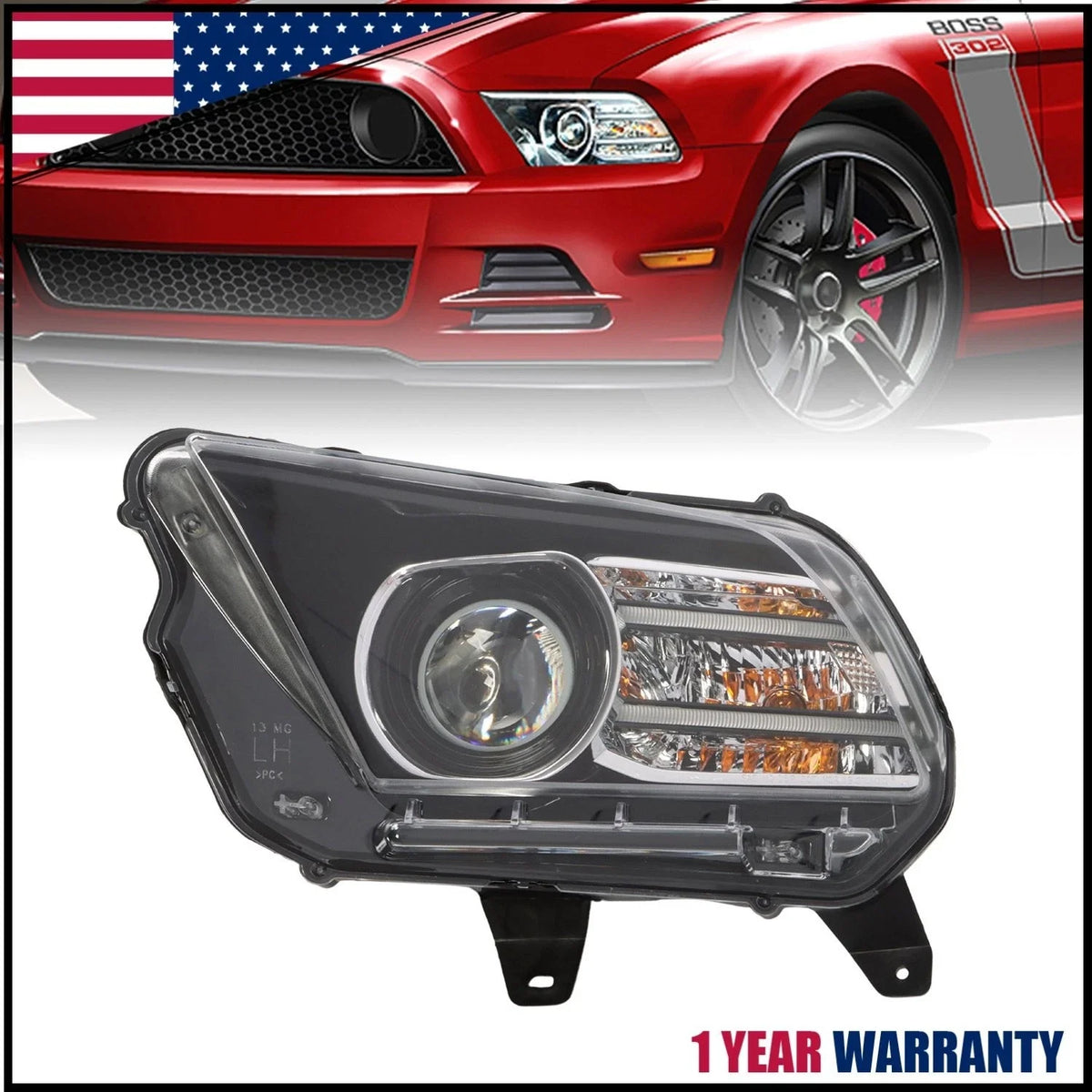 Left Side Headlight Assembly FO2518113 for Mustang 2013-2014