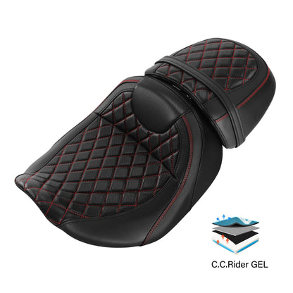 Gel Driver Passenger Seat Black for Harley Touring 2024-2025