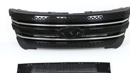 Front Bumper Grille Assembly for Ford Explorer (2011–2015) Glossy Black