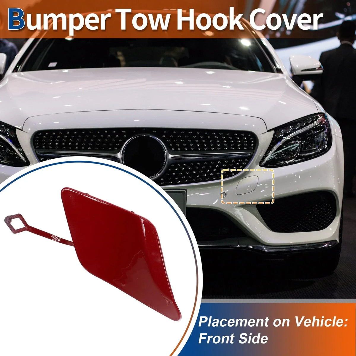 Tow Hook Cap for Front Bumper - Mercedes-Benz C250 2012-2015, Bright Red