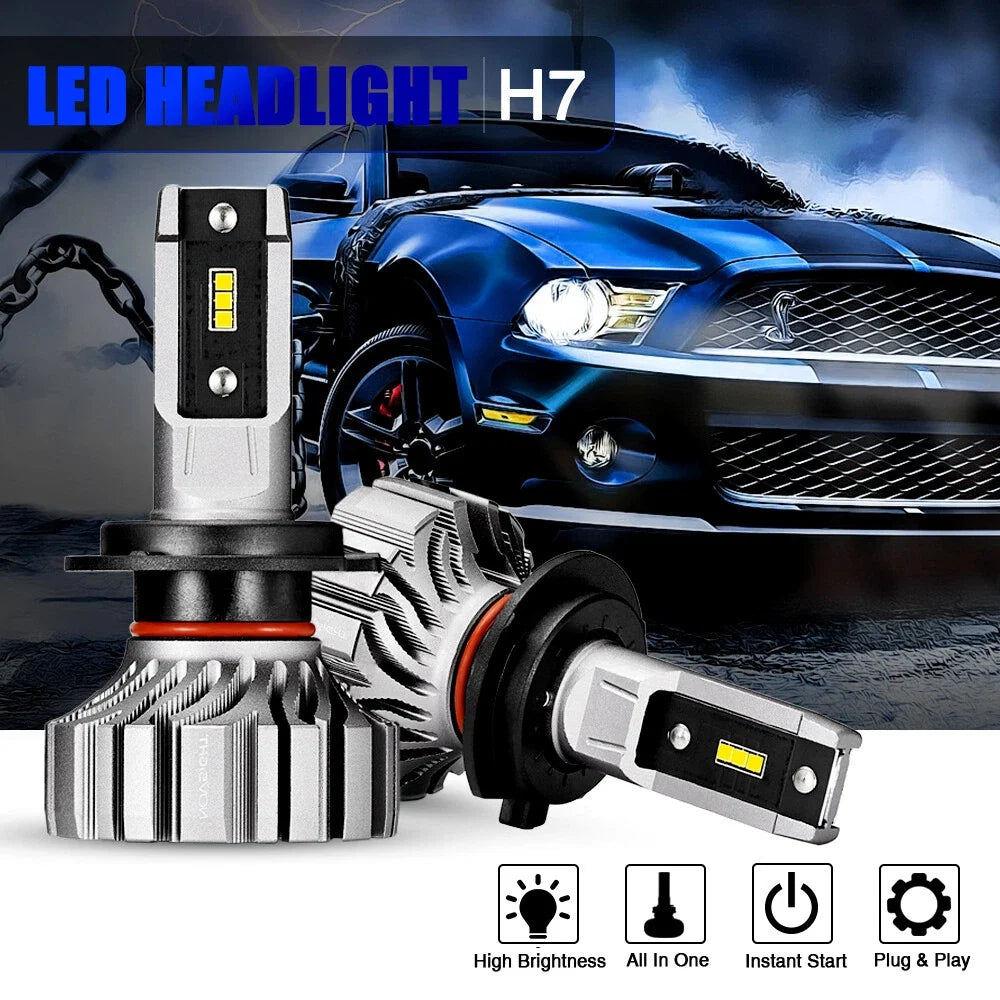 2X H7 LED Headlight Bulbs for NOVSIGHT (200% Bright, 20000LM, 6500K)