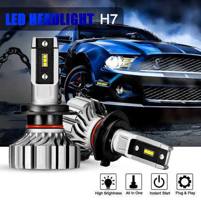 2X H7 LED Headlight Bulbs for NOVSIGHT (200% Bright, 20000LM, 6500K)