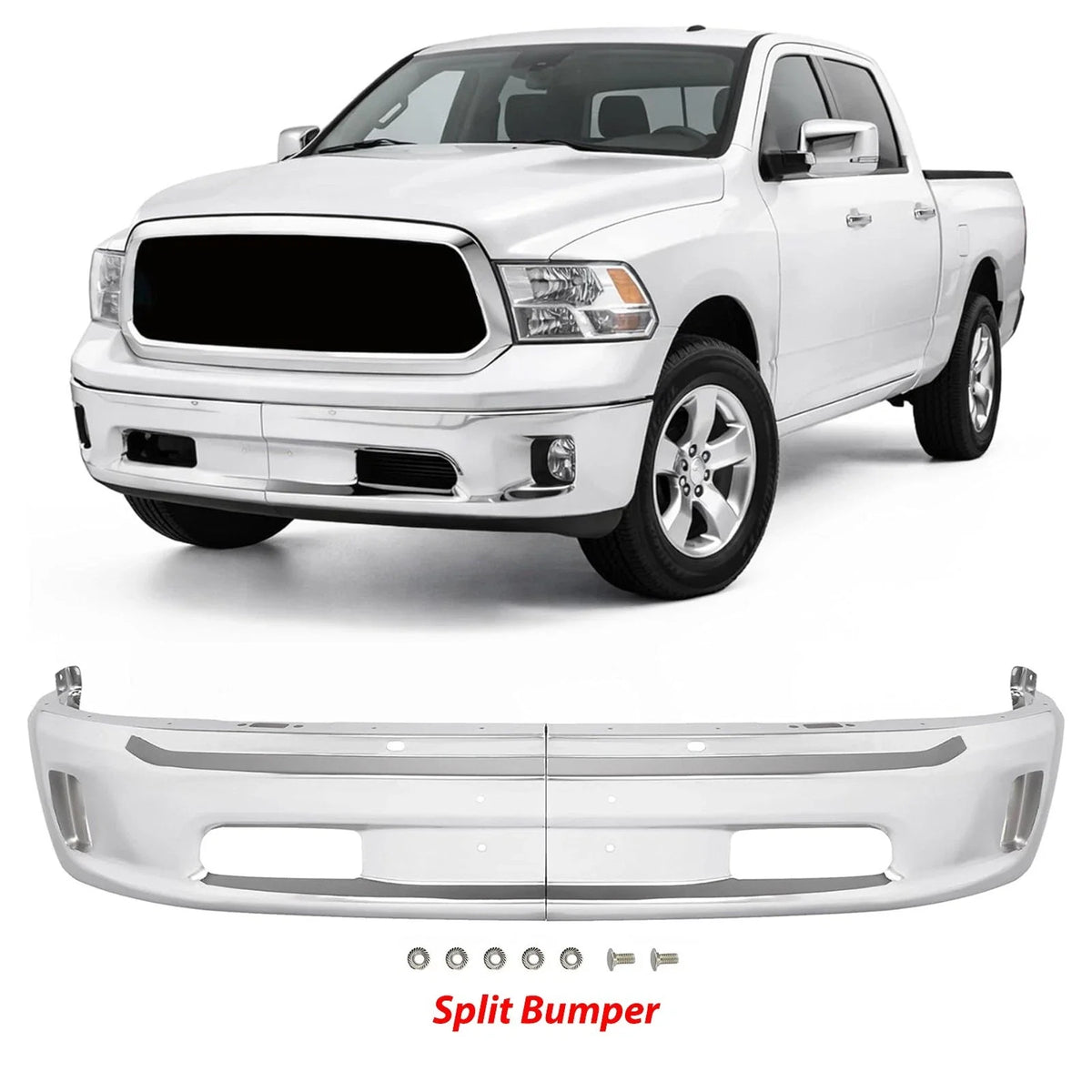 Chrome Steel Front Bumper for Dodge Ram 1500 (2013–2018)