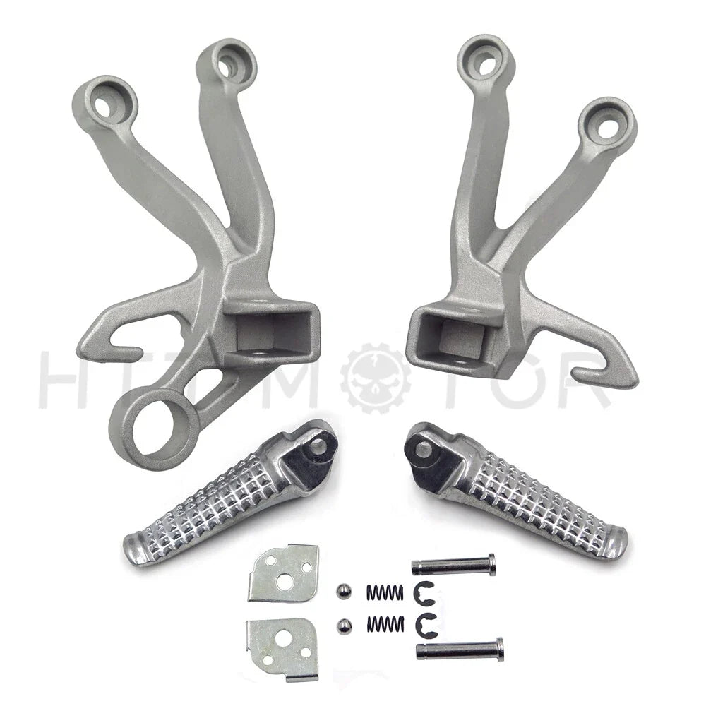 Matte Silver Rear Foot Rest Pegs Brackets for Suzuki GSX-R 1000 (03-04)