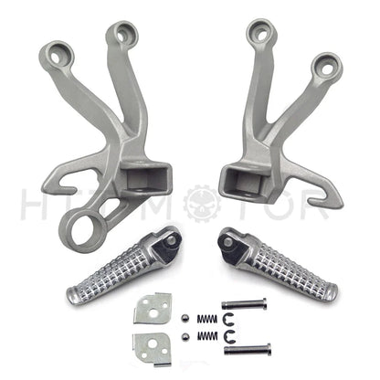 Matte Silver Rear Foot Rest Pegs Brackets for Suzuki GSX-R 1000 (03-04)