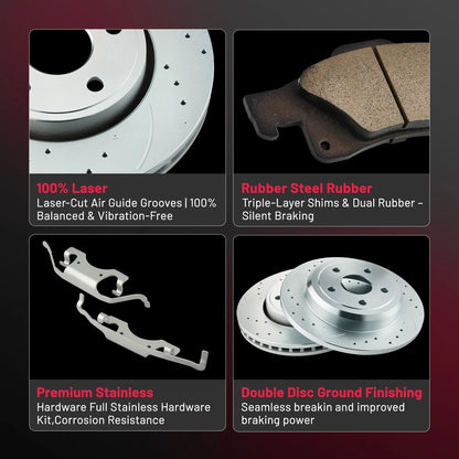 Brake Rotors & Ceramic Pad Set for Jeep Grand Cherokee (2014-2018)