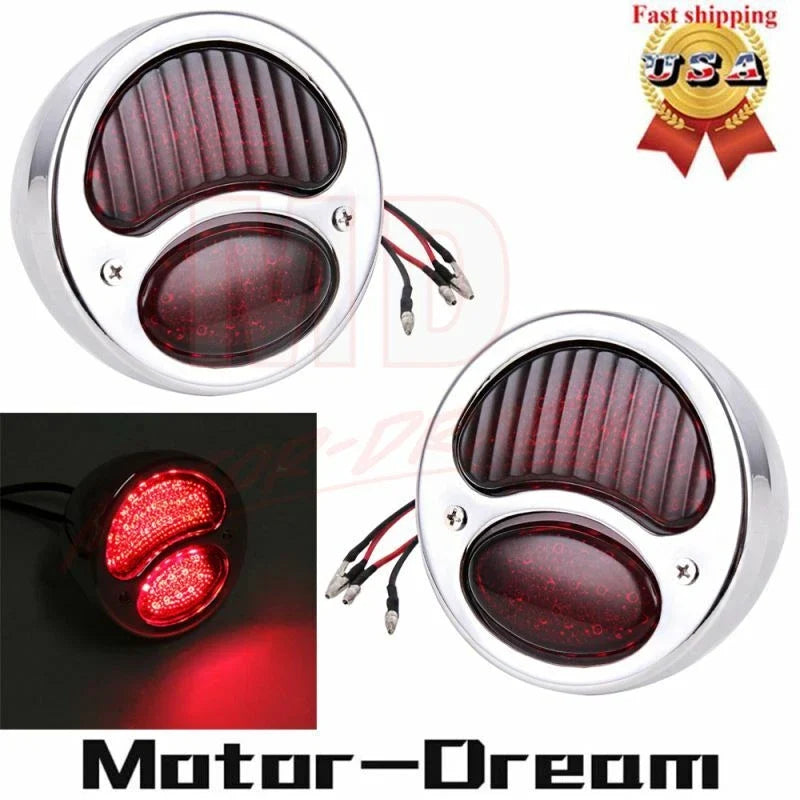 Pair Chrome Taillights for Harley Model A