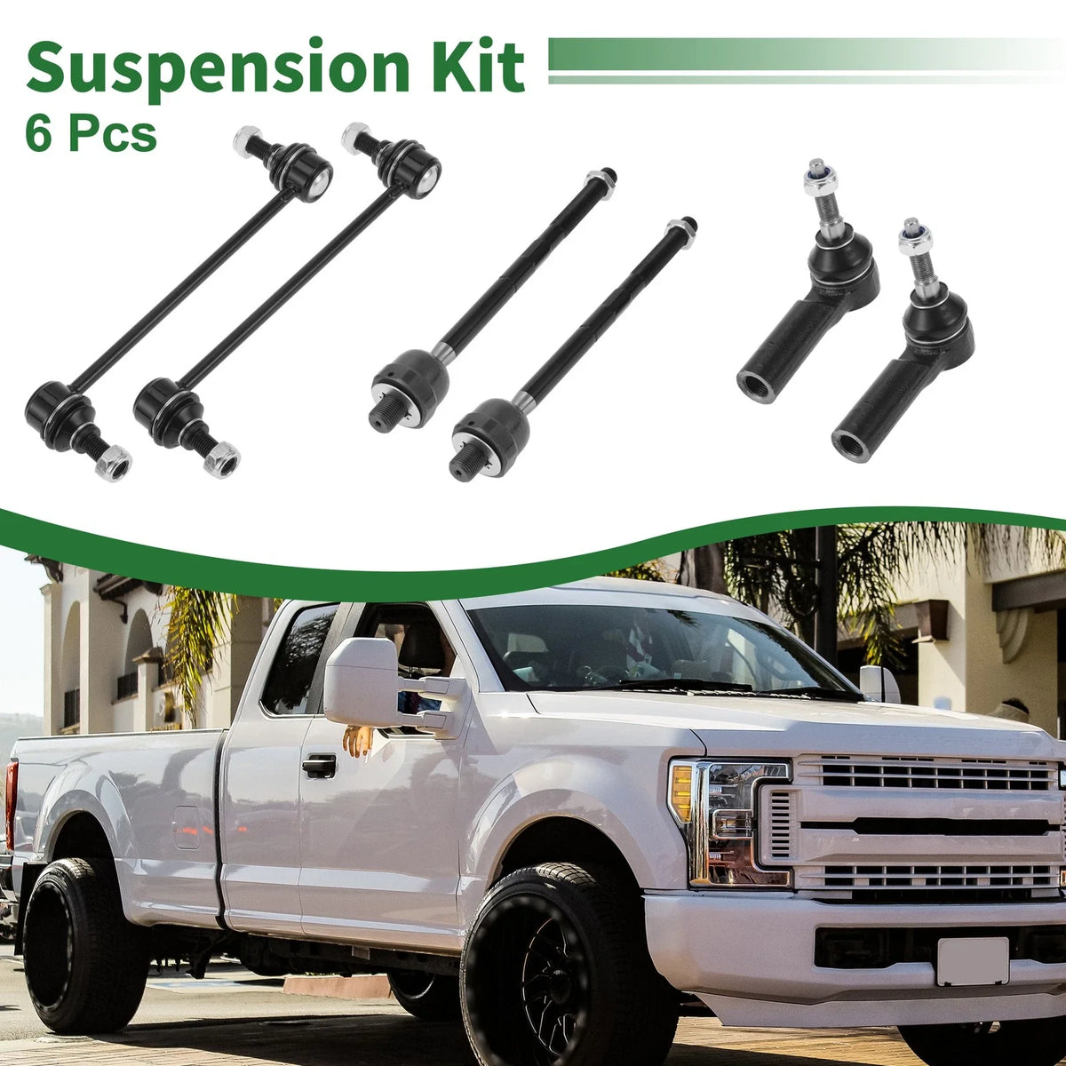 6pcs Front Suspension Kit Tie Rod End Sway Bar Link for Ford Mustang (2015–2019)