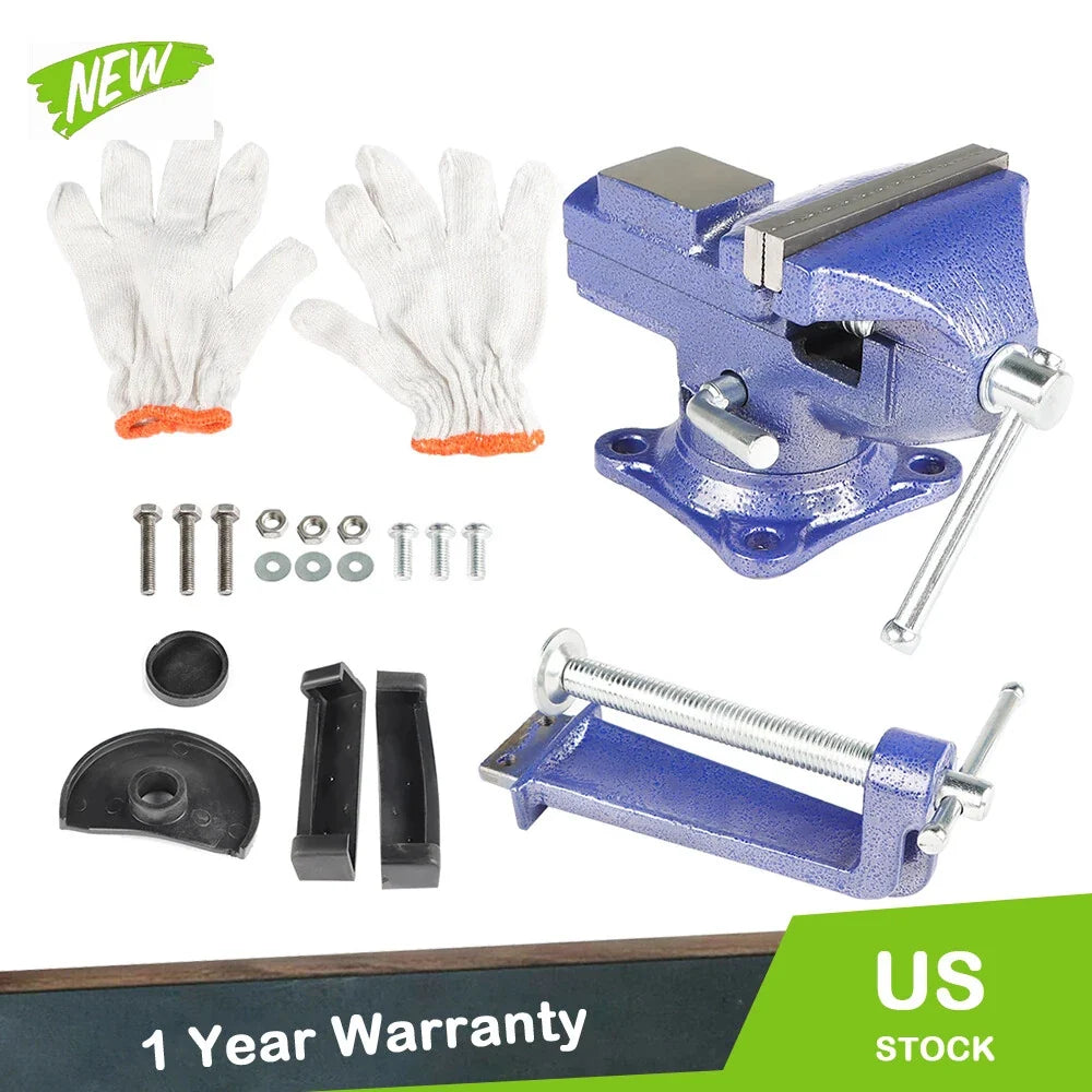 3.3" Bench Vise for Workbench with 360° Swivel Base