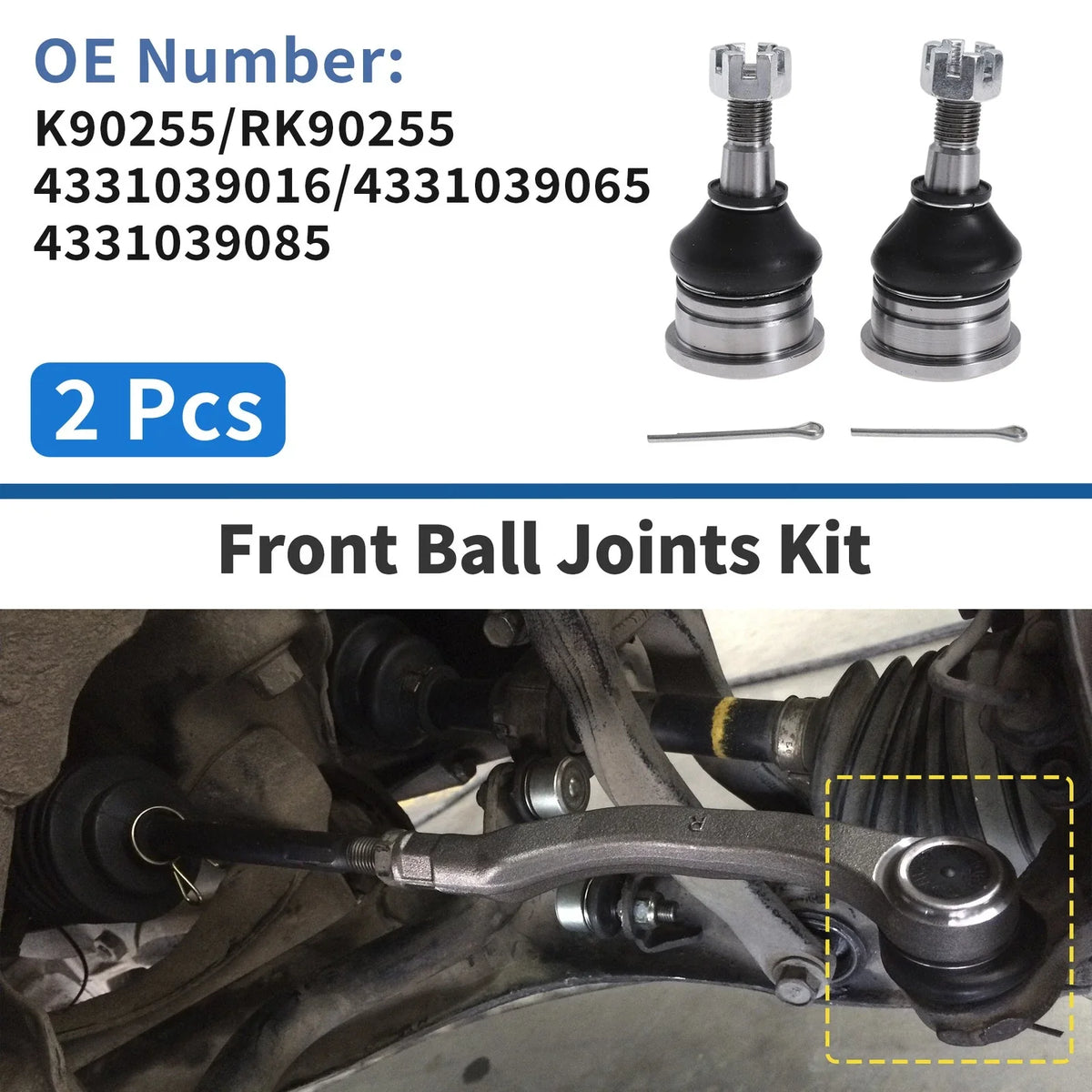 2X Front Upper Ball Joints for Toyota Tacoma (1995–1997) No.K90255/RK90255