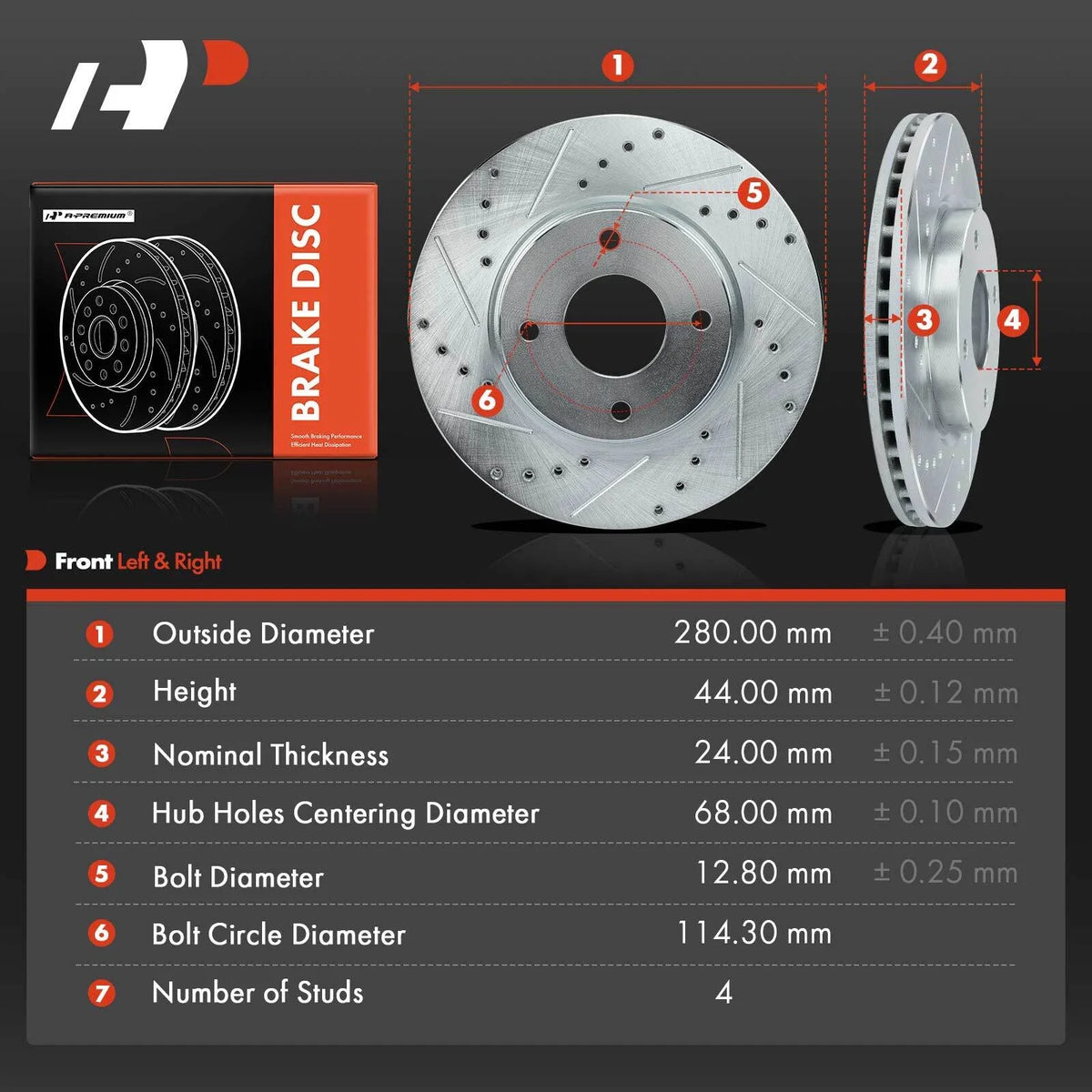 Front Brake Rotors (Drilled) for Nissan Sentra & Versa 2007-2012
