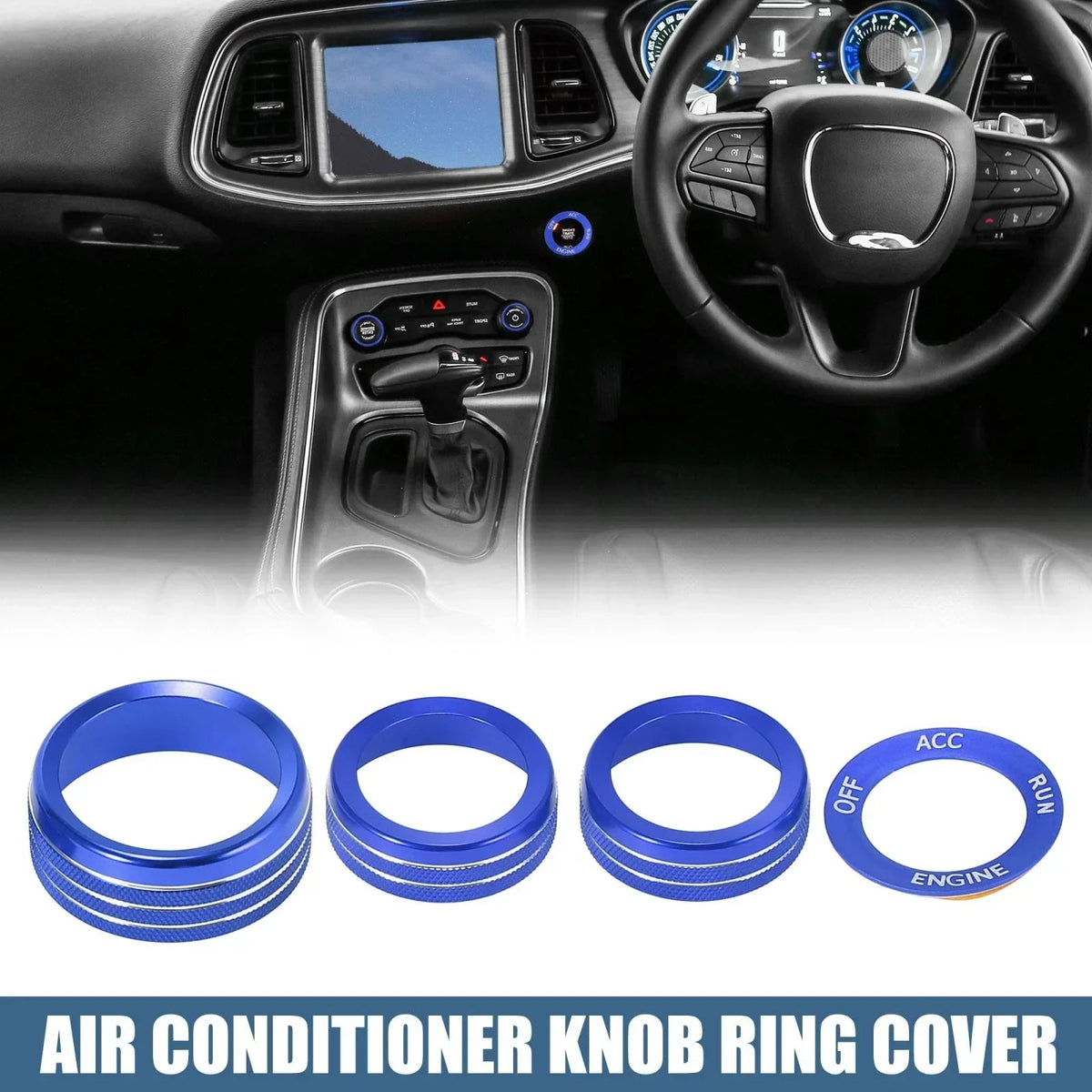 Knob Ring Covers for Air Conditioner & Engine Start Button Cover Set - Dodge