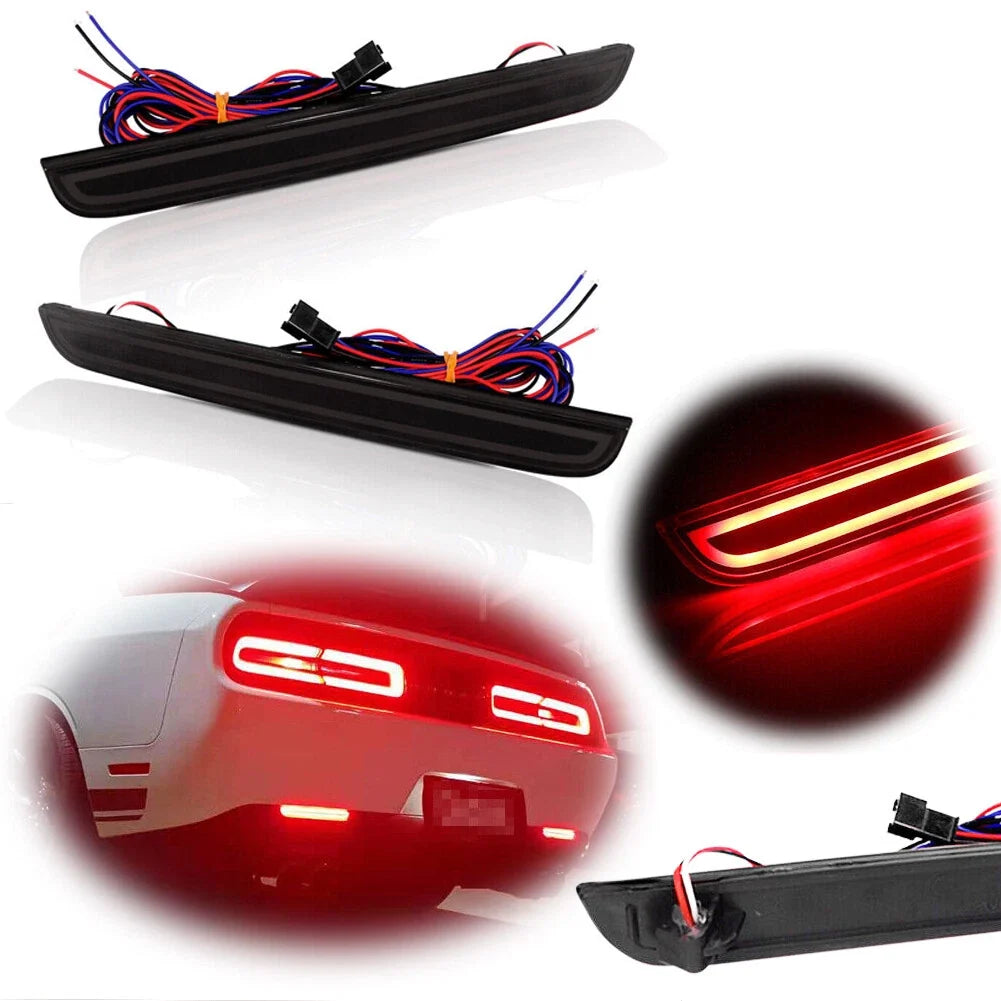 Red LED Dark Smoke Brake Tail Lights for Dodge Challenger (2015–2023)