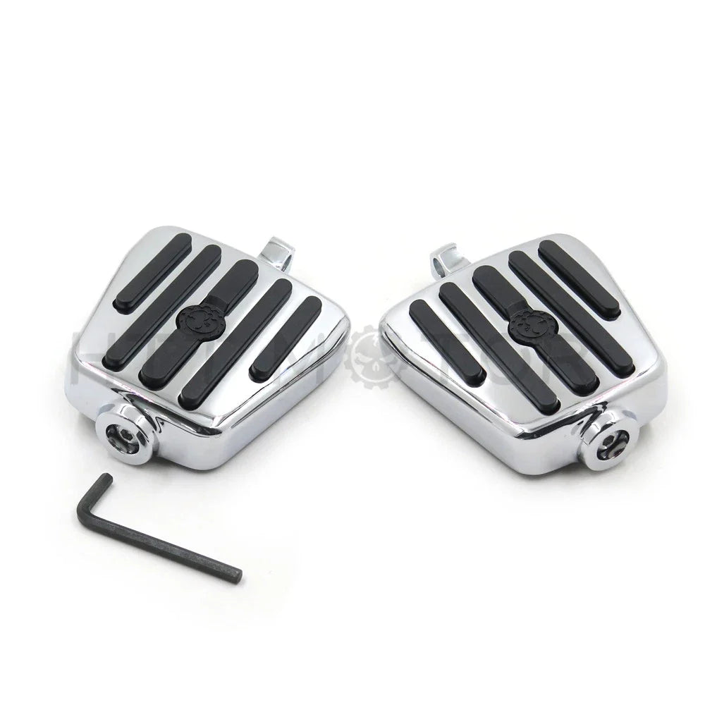 Foot Pegs with Gear Skull & Chrome Support for Harley (1984-2016)