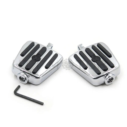 Foot Pegs with Gear Skull & Chrome Support for Harley (1984-2016)