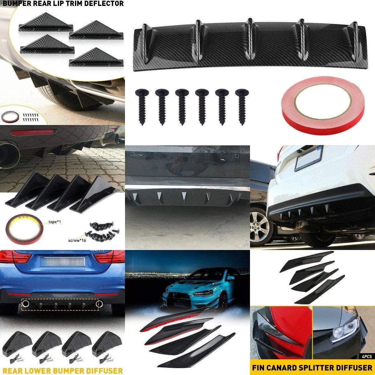 Bumper Wing Splitter Diffuser Lip for AUXIO Shark 5-Fin