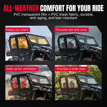 Soft Door Cab Enclosure with Clear Upper Windows for Teryx4 2016-2025