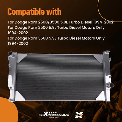 3 Row Radiator for Dodge Ram 2500 3500 5.9L Turbo Diesel (1994-2002)