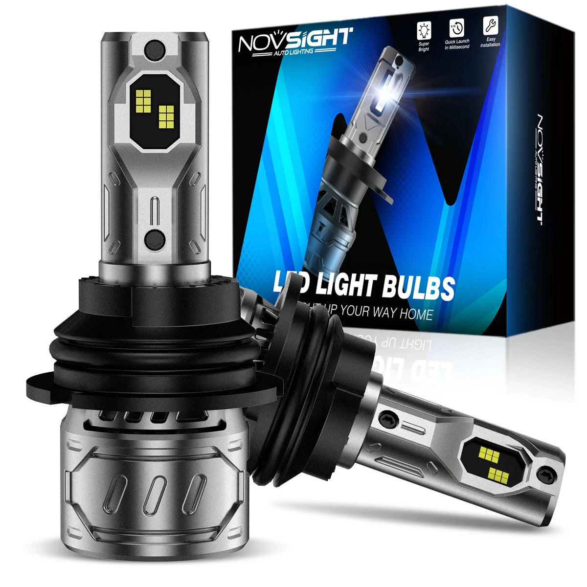 2-Pack 9007 HB5 LED Low Beam Headlight Bulbs - 6500K, 500% Brightness