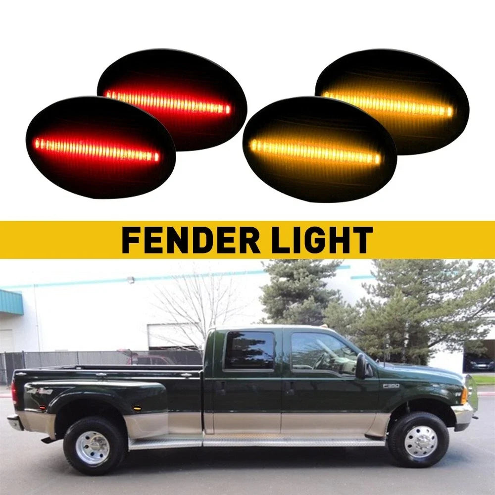 4X LED Side Fender Marker Light Smoked for Ford F350 F450 (1999–2010)