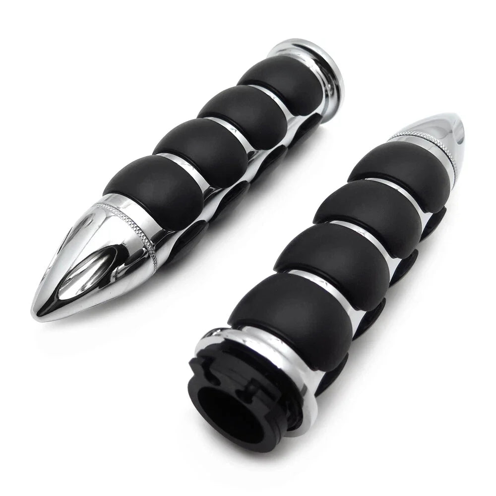 Bullet Chrome Rubber Hand Grips for Harley Chopper Touring Sportster