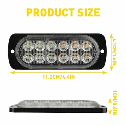 Amber/White 12LED Strobe Light Bar - 4X for Car Truck