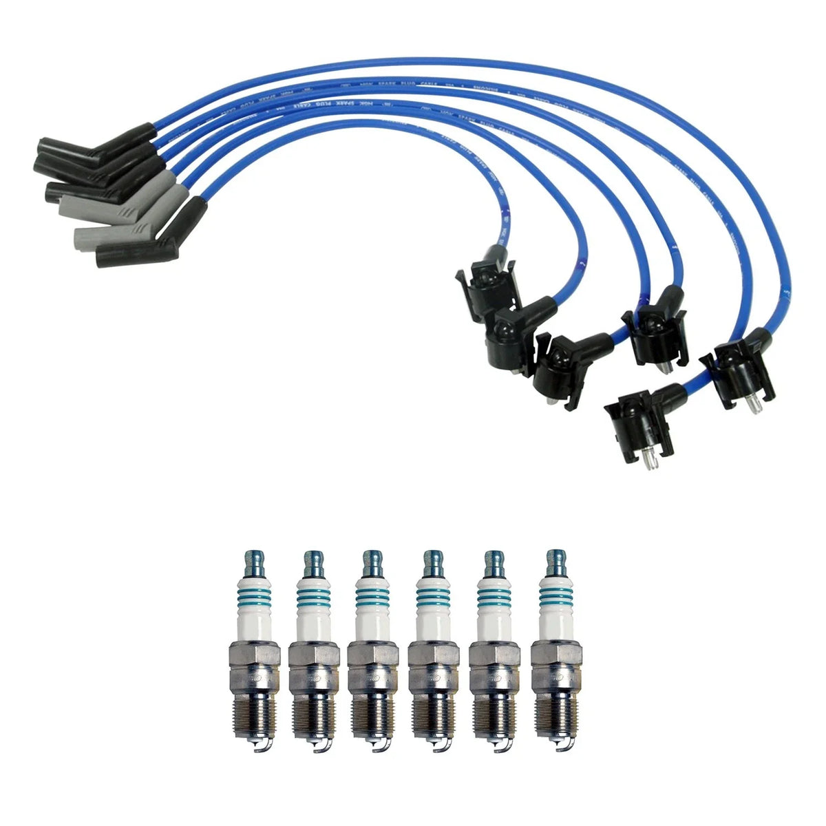 NGK 8mm Wire Set & Denso Iridium Spark Plug Kit for Mazda B3000 (1994–2006)