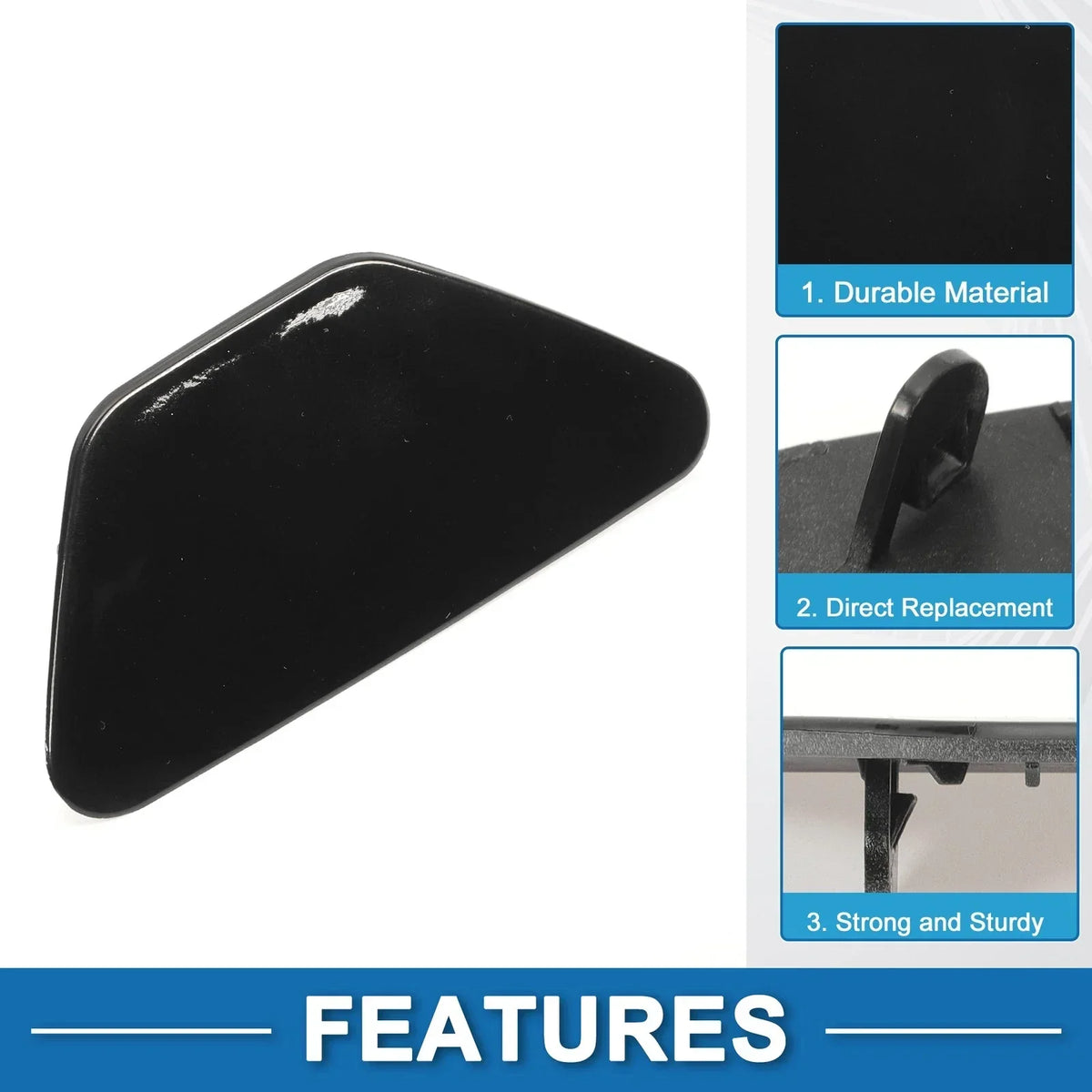 Black Washer Nozzle Cover Cap for Front Right BMW 528i 2011-2016