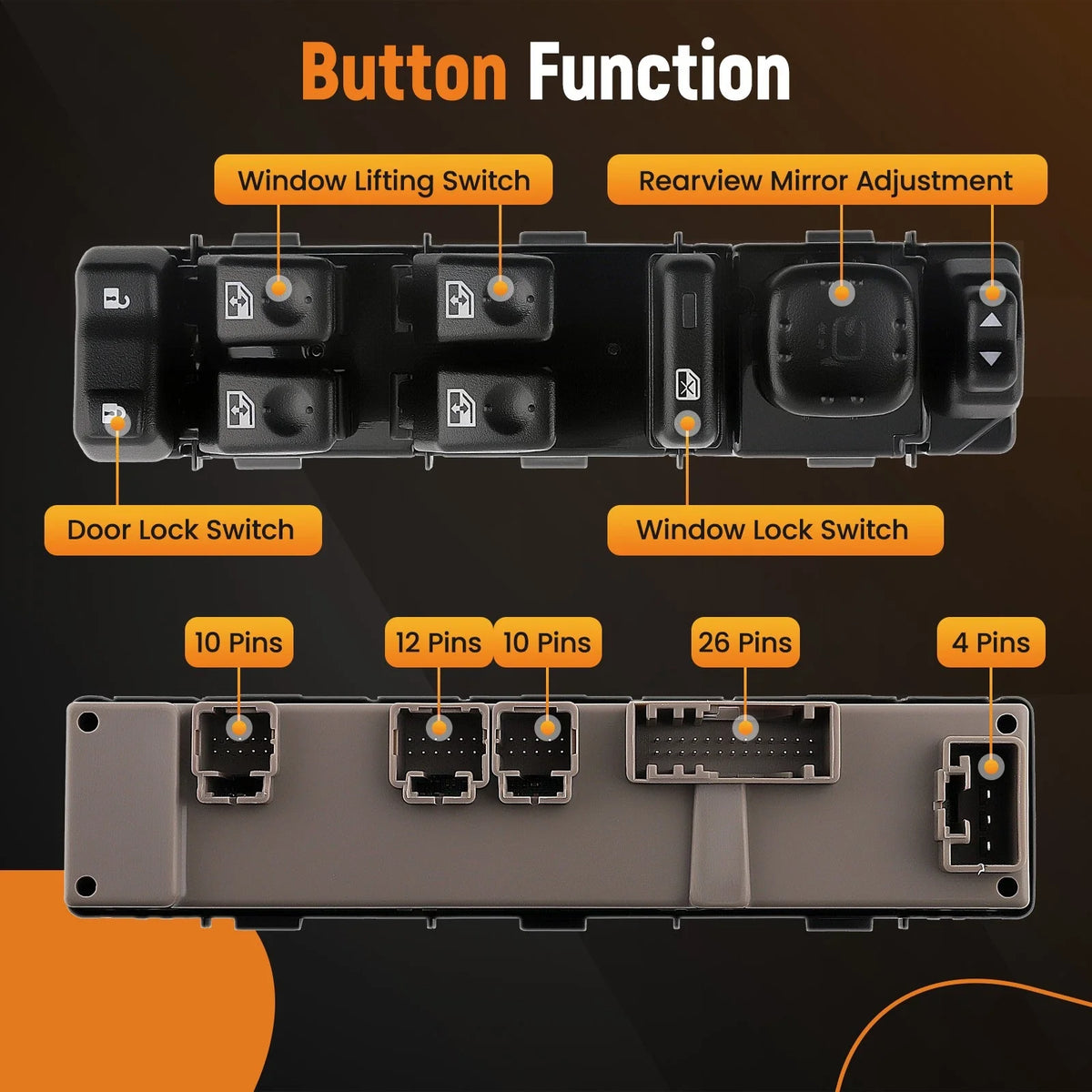 Power Window Control Switch Driver Side for Hummer H2 2003-2007