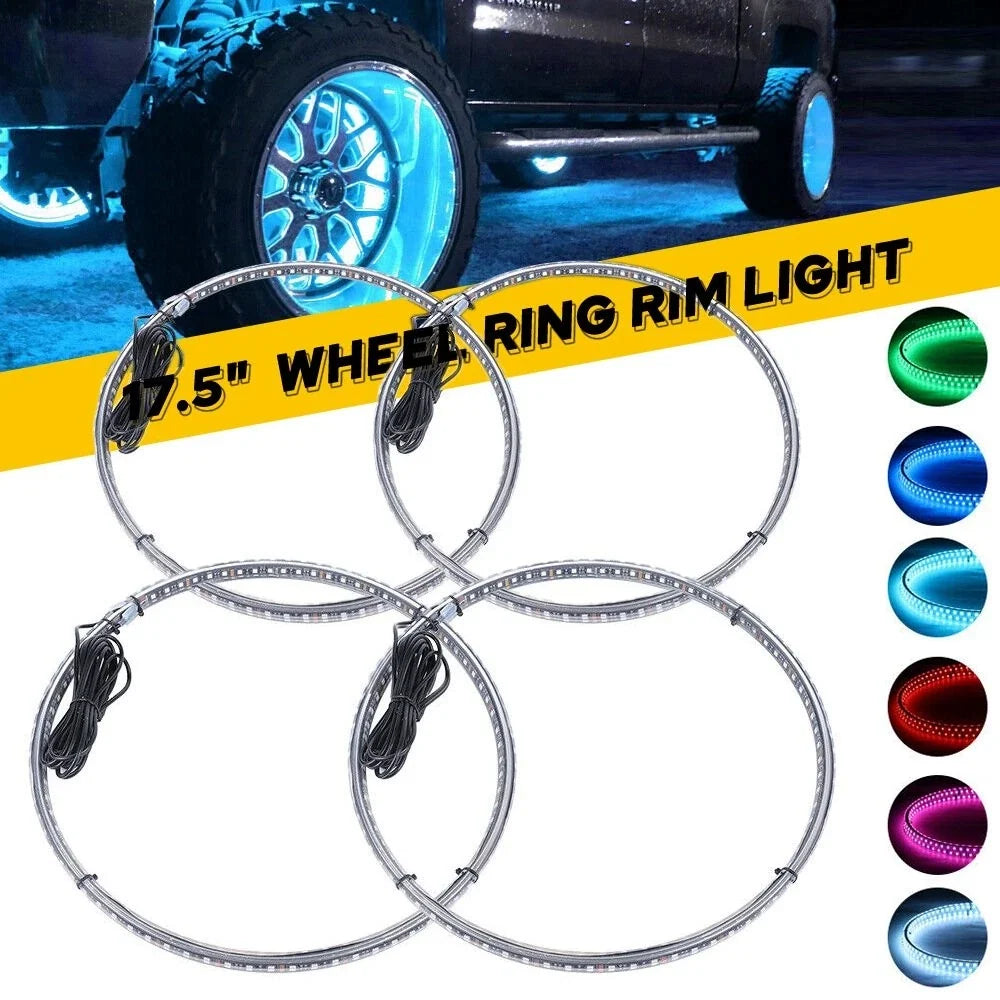 4X 17.5'' RGB Wheel Ring Lights for Truck Car (Bluetooth APP)
