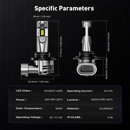 LED Headlight Bulbs 9006 9005 Combo for NOVSIGHT (2010-2023)