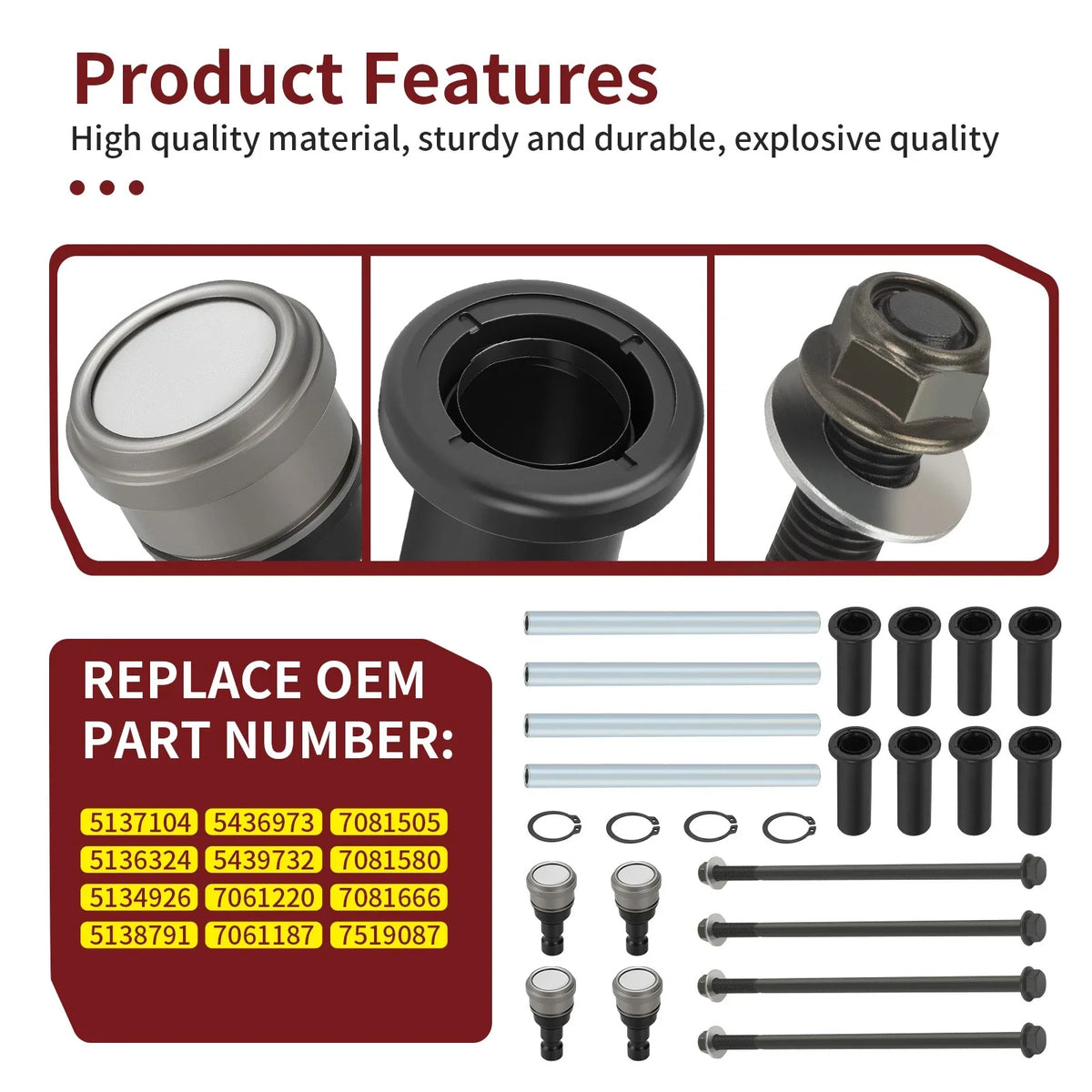 Ball Joint Kit with A Arm Pivot Bushings for Polaris RZR S 800 09-14
