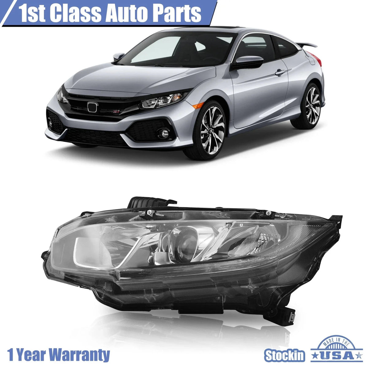 LED DRL Headlight Lamp for Honda Civic (2016–2021) Left Driver Side