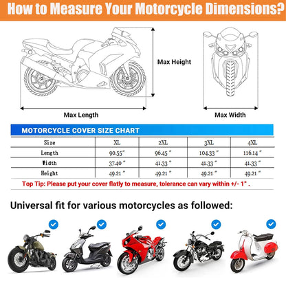 3XL Motorcycle Cover for UV Protection, Waterproof Outdoor Dust Guard