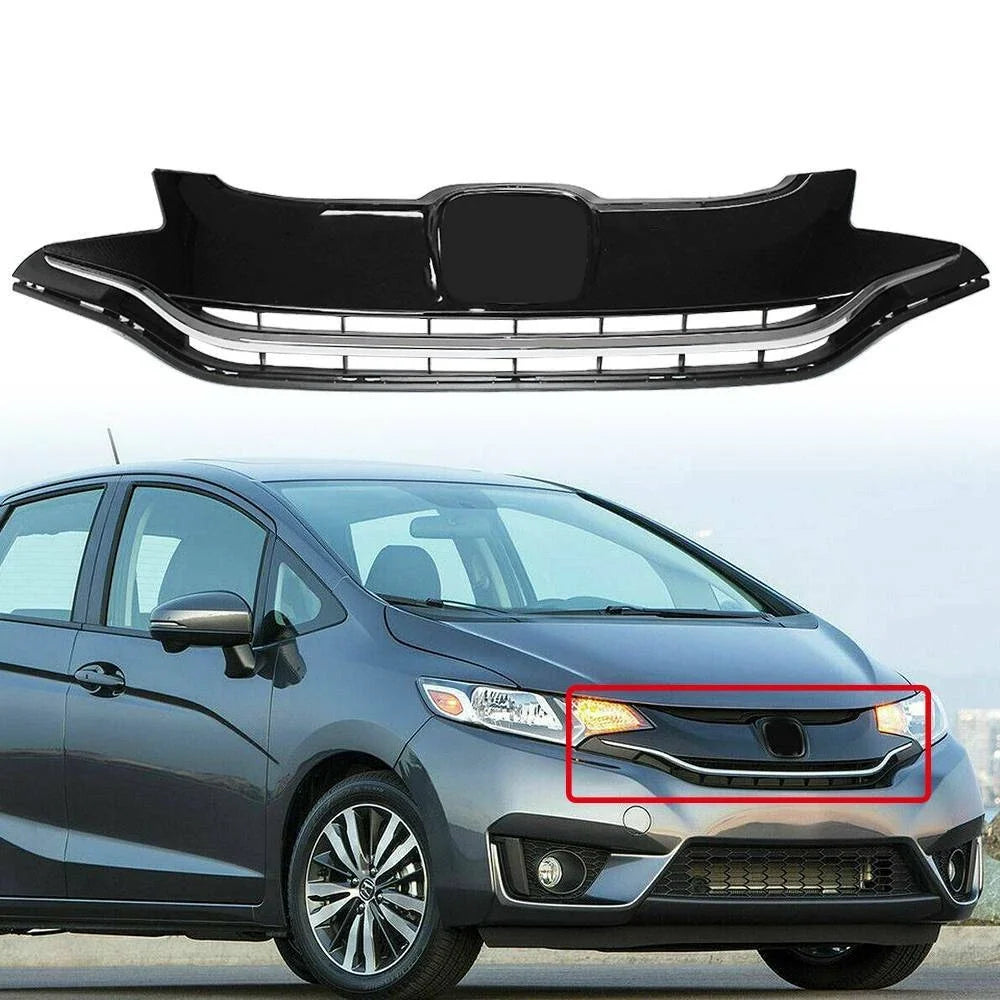 Front Bumper Grill for Honda Fit (2015–2017) Chrome Black Mesh