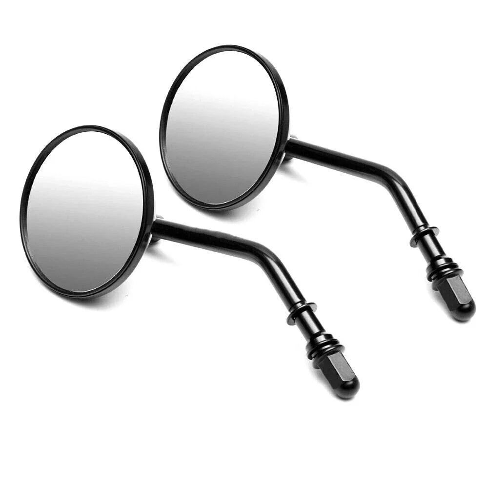 Round Black Side Rear View Mirrors for Harley Davidson (8mm)