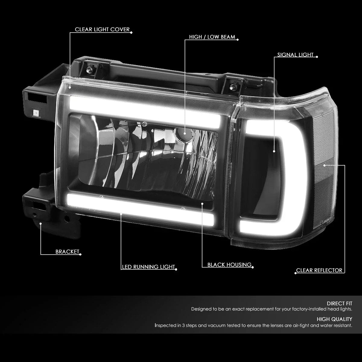 LED DRL Bar Headlight Lamp for Ford Bronco (1987–1991)